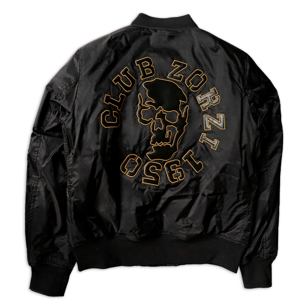 BOMBER nero teschio eco-pelle
