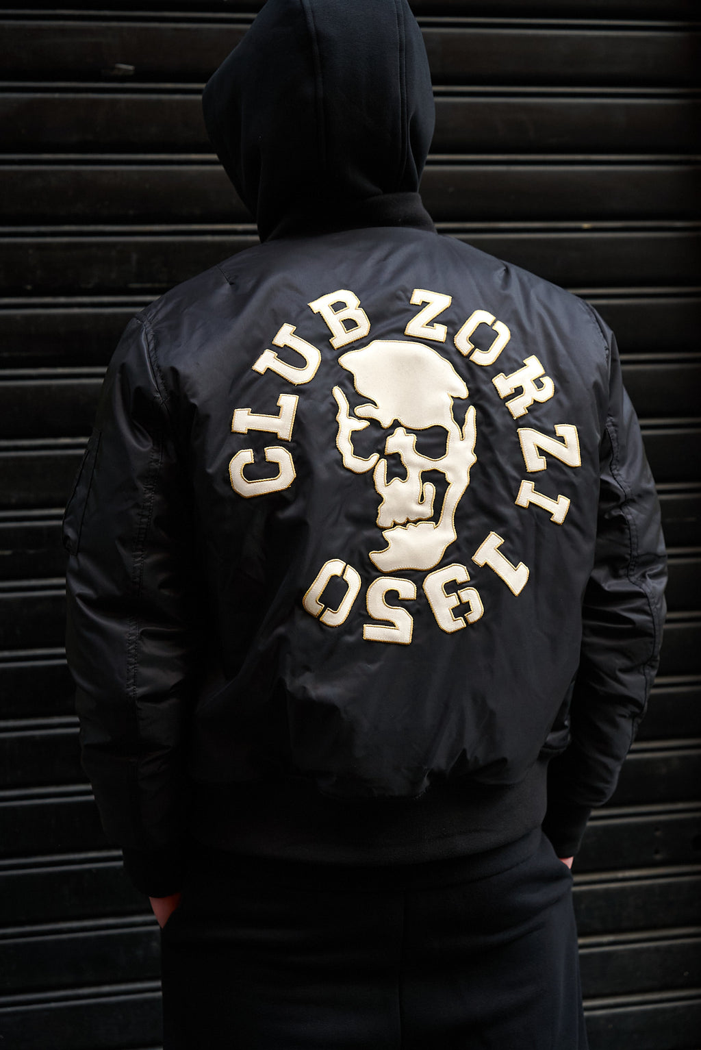 BOMBER teschio eco-pelle avorio