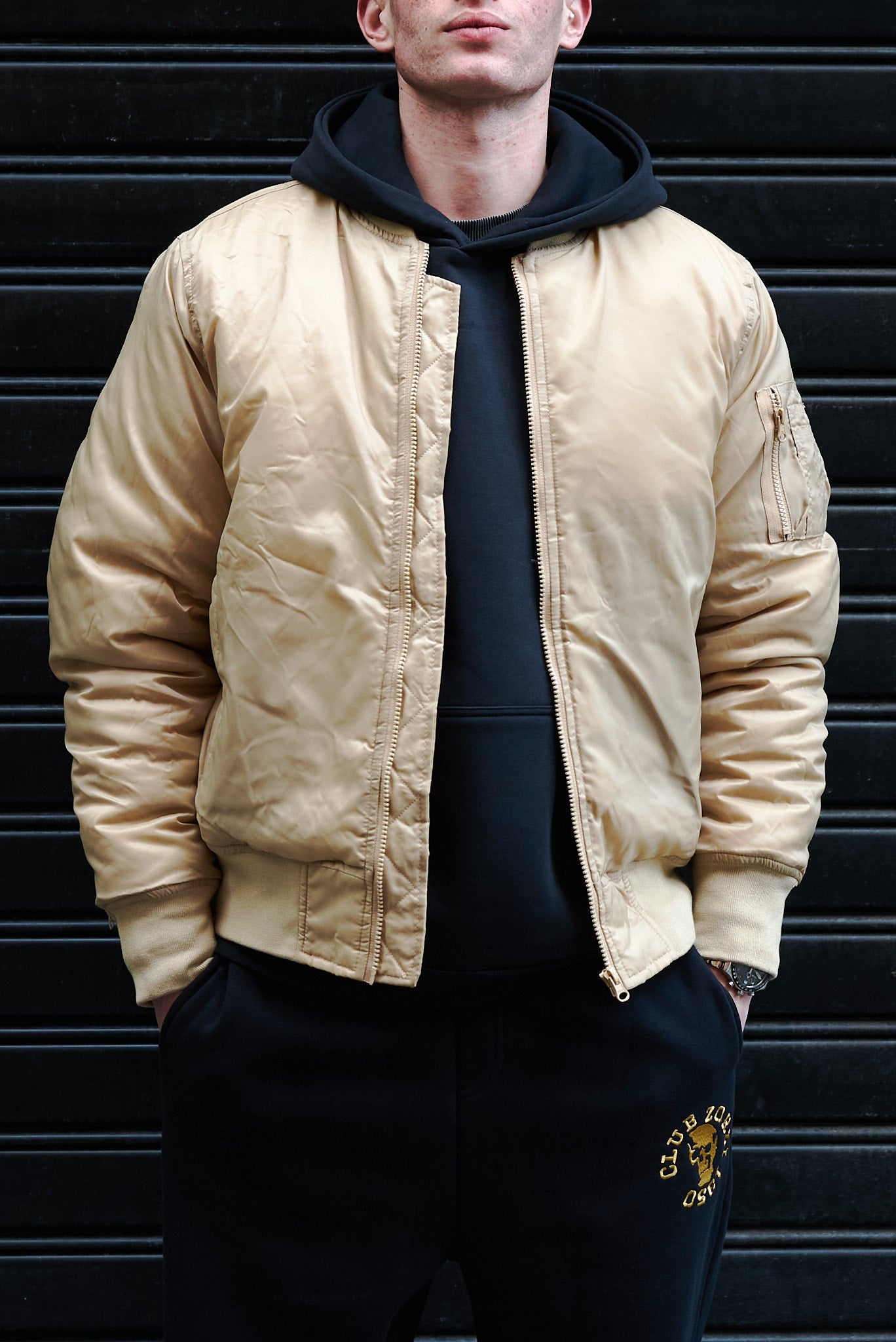 BOMBER beige teschio oro