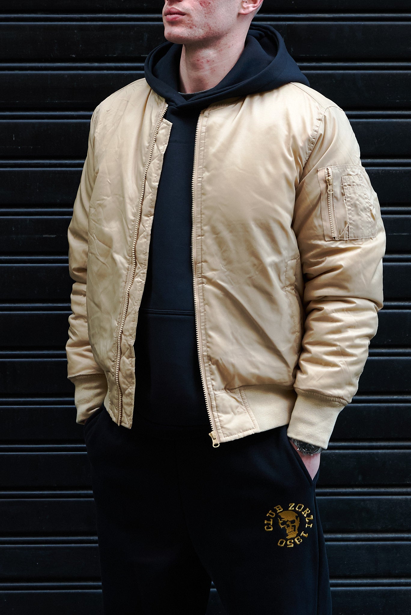 BOMBER beige teschio oro